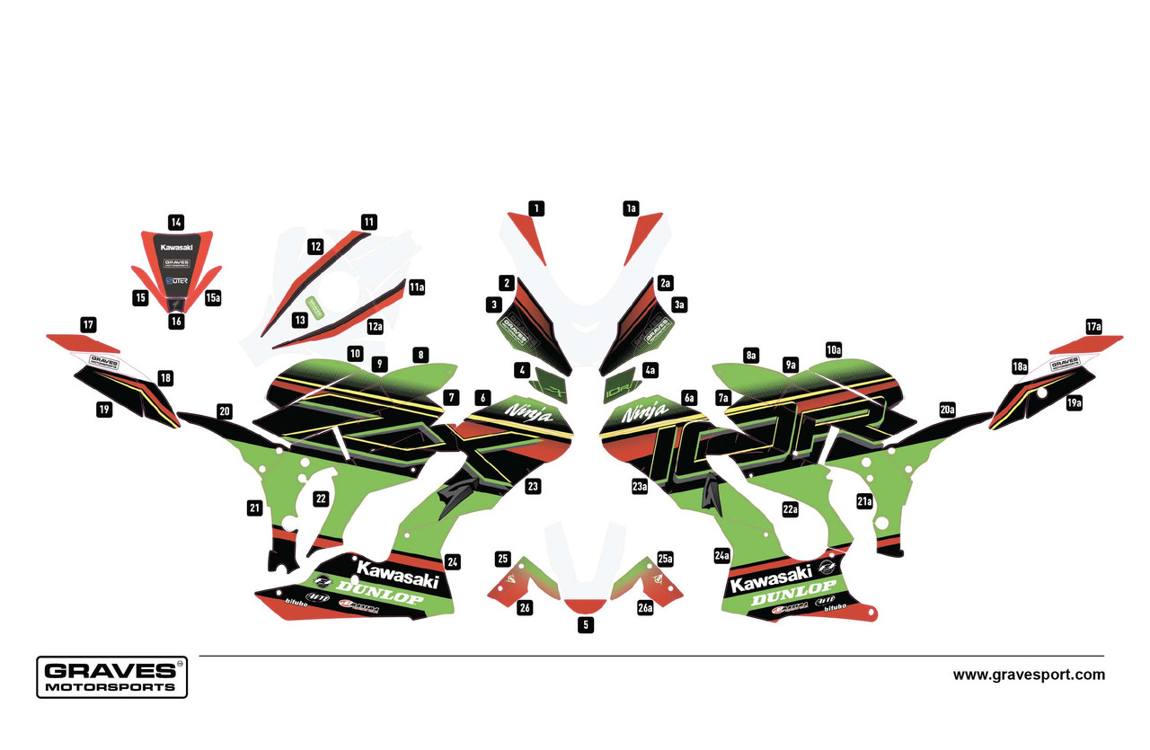 Graves Kawasaki ZX-10R OEM Bodywork Graphics Set - Green