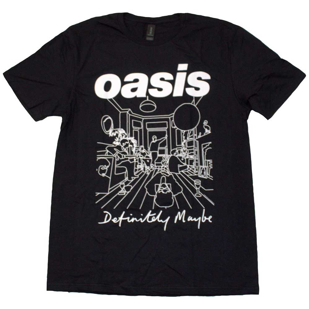 Oasis Unisex T-Shirt Definitely Maybe Line Drawing Black