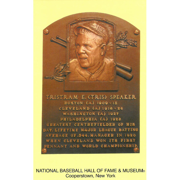 Tris Speaker Baseball Hall of Fame Plaque Postcard