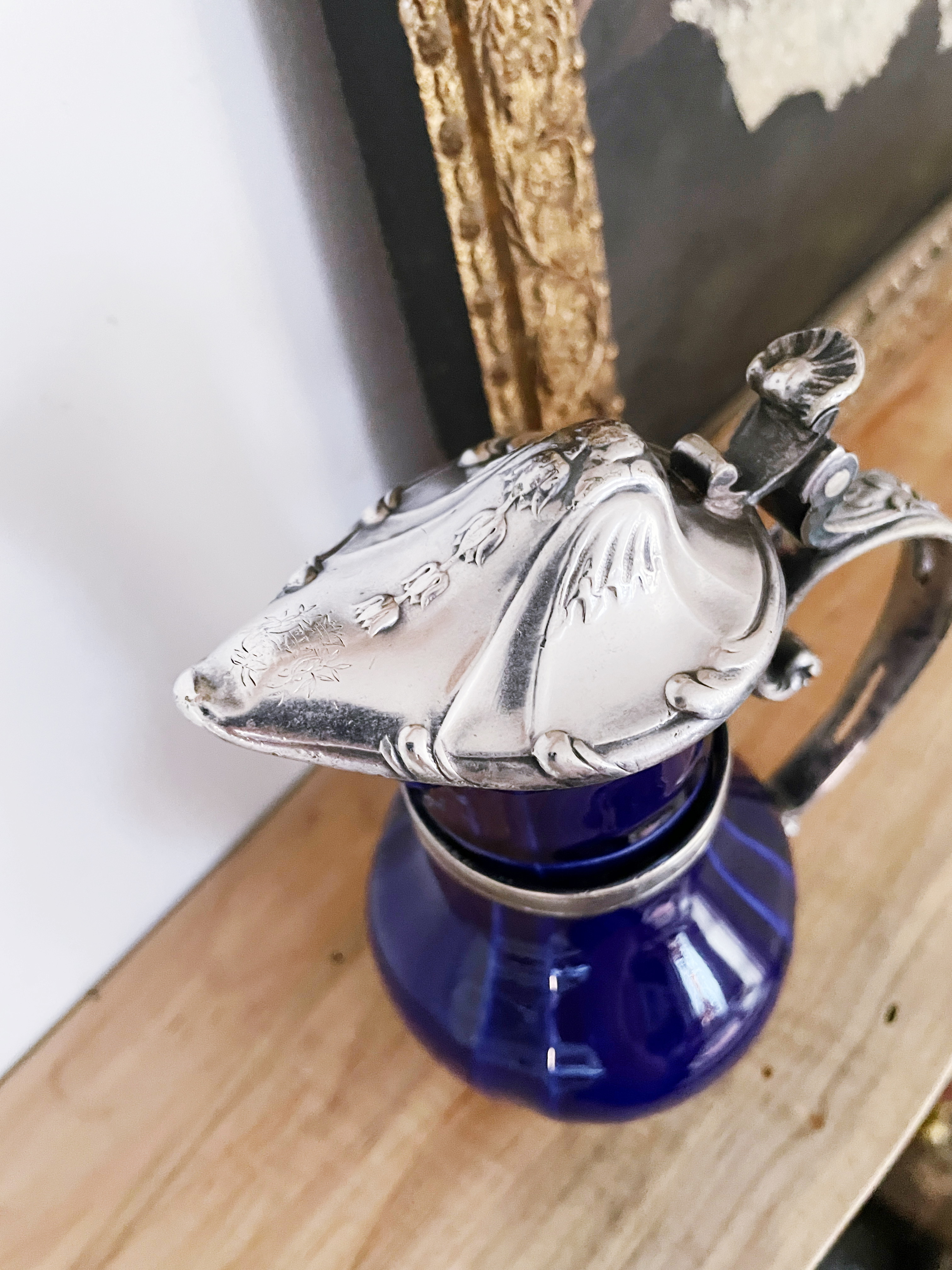 Antique Christofle Silver & Porcelain Lidded Creamer from The Ritz