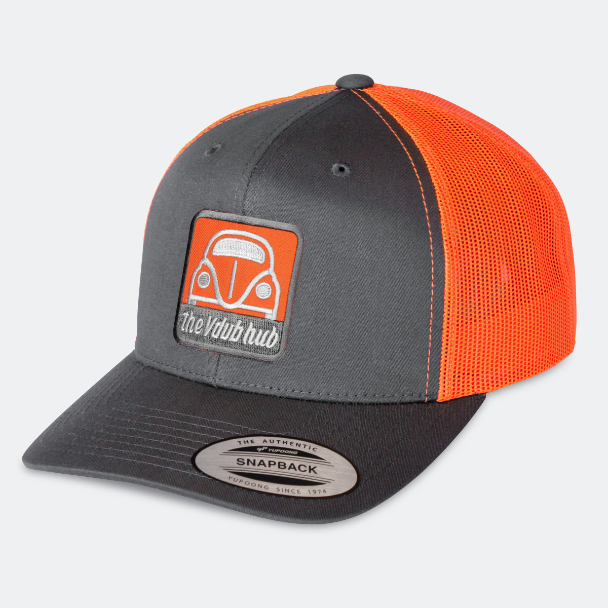 Classic Vdub Hub Orange/Gray Mesh Trucker Cap - The Vdub Hub