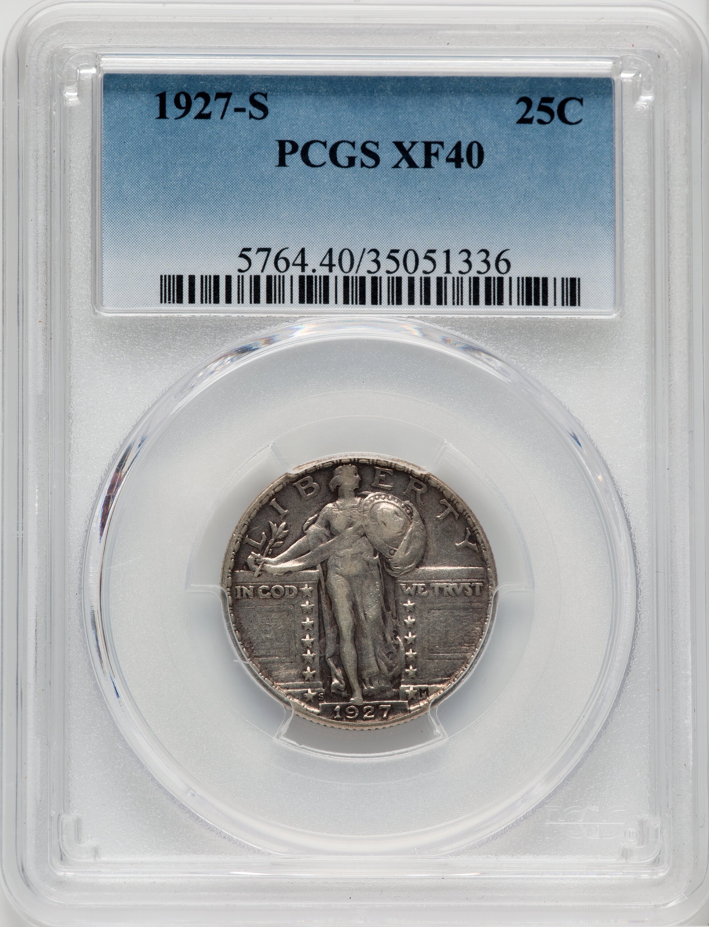 1927-S 25C Standing Liberty Quarter PCGS XF40 - LCR Coin