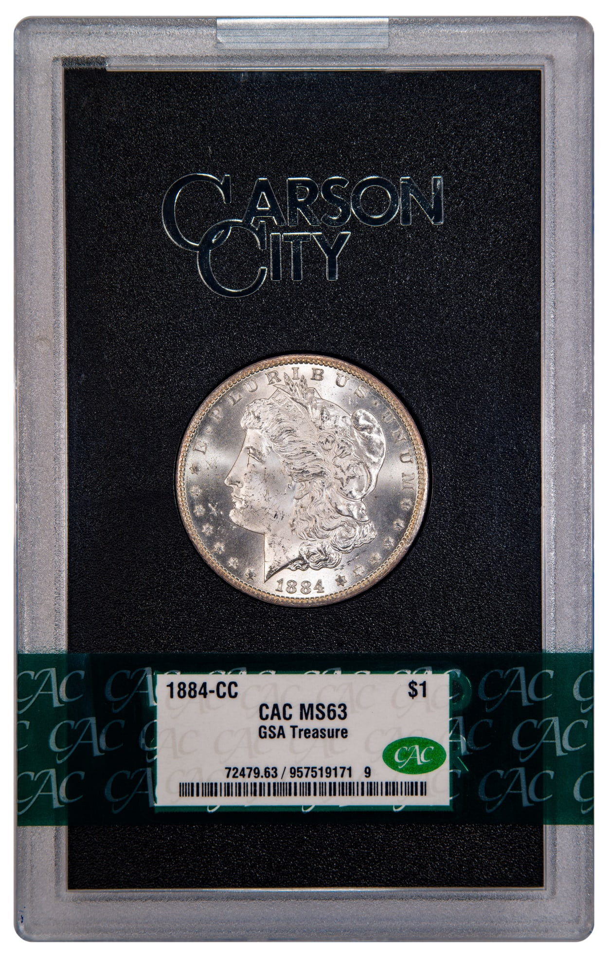 1884-CC $1 GSA Treasure Hoard Morgan Dollar CAC MS63 | LCR Coin