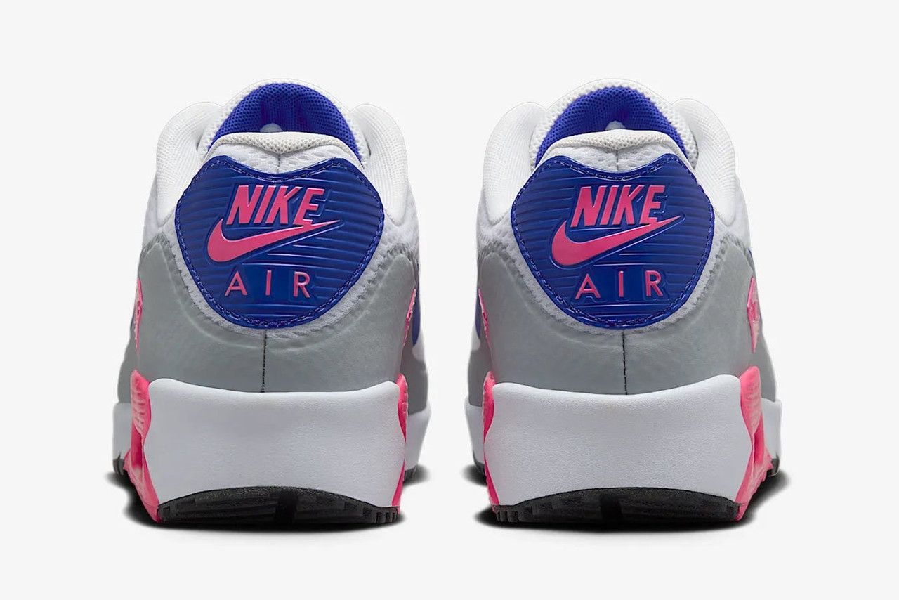 Nike Air Max 90G Golf Shoes: White / Concord / Laser Pink