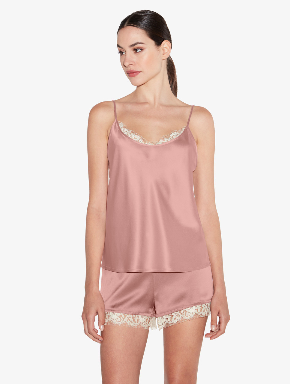 ピンク リバーレーストリム シルクキャミソール｜La Perla - ラペルラ