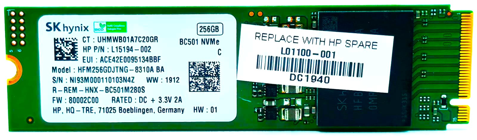 Hynix HFS256GD9TNG-62A0A - 256GB M.2 PCIe NVMe 2280 MLC 3D-Nand