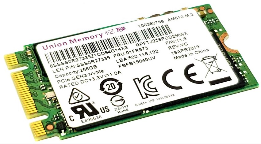 01FR578 - 256GB M.2 PCIe NVMe 2242 Gen3x2 Solid State SSD - CPU Medics