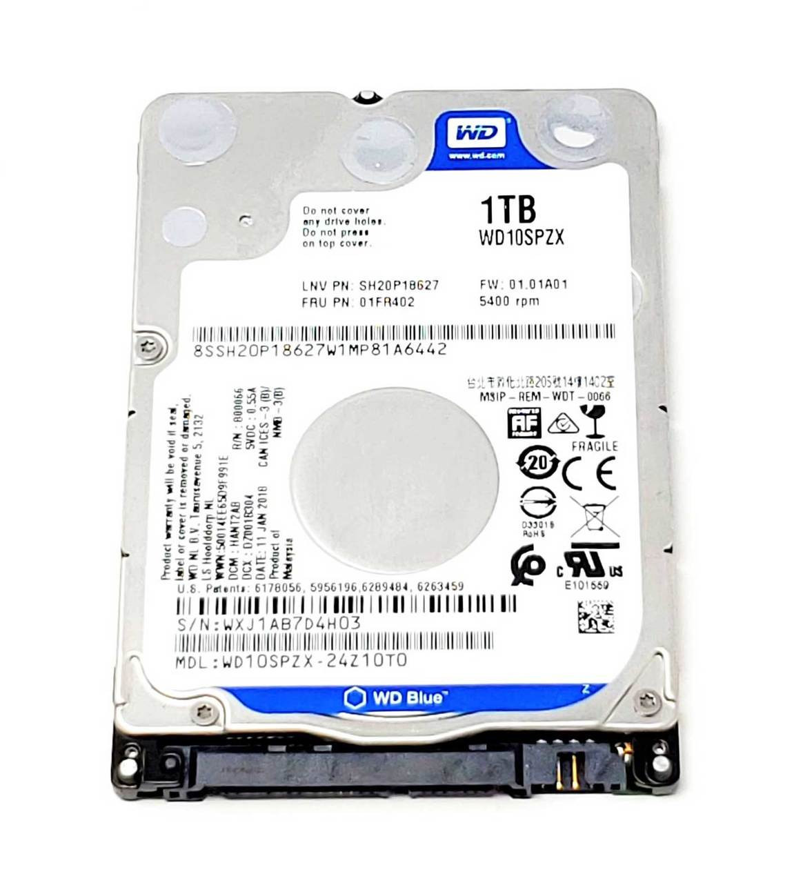 Western Digital WD10SPZX-60Z10T1 - 1TB 5.4K RPM SATA 7mm 2.5