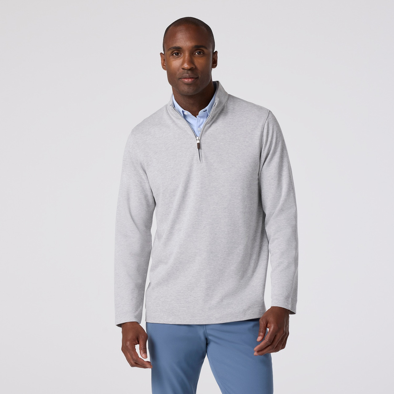 Mizzen+Main KPI Quarter Zip - Light Gray Heather - TLY21-LGH