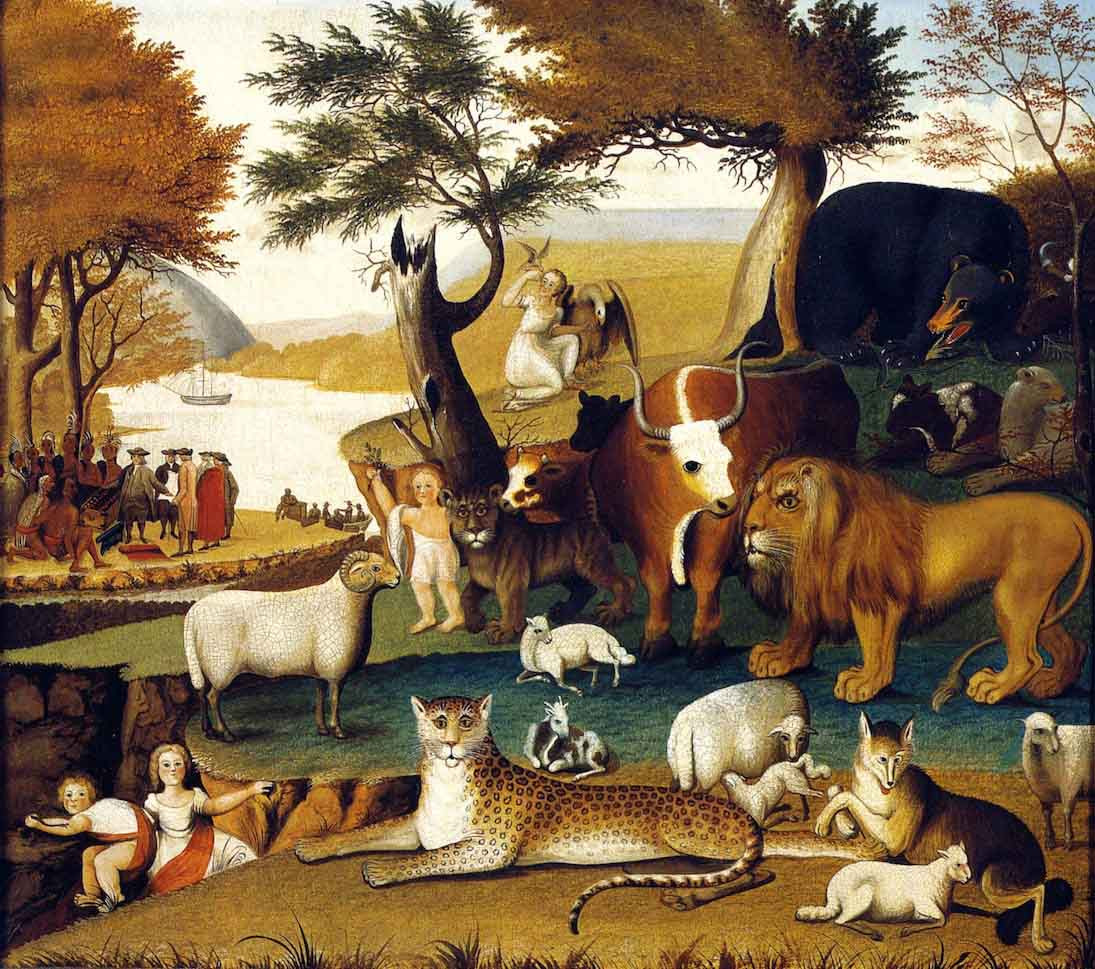 Peaceable Kingdom With The Leopard Of Serenity By Edward Hicks
