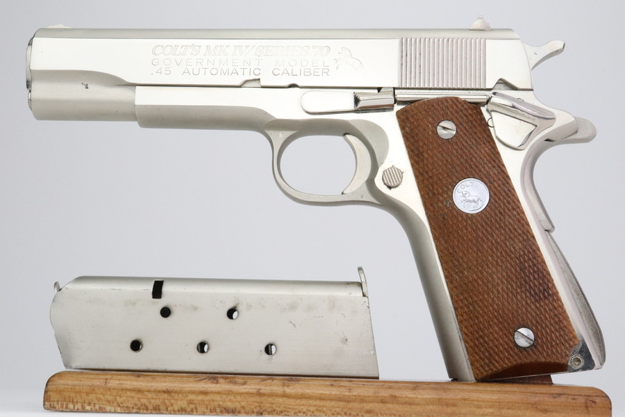 SOLD - Nickel Colt Government Model Mk IV Series 70