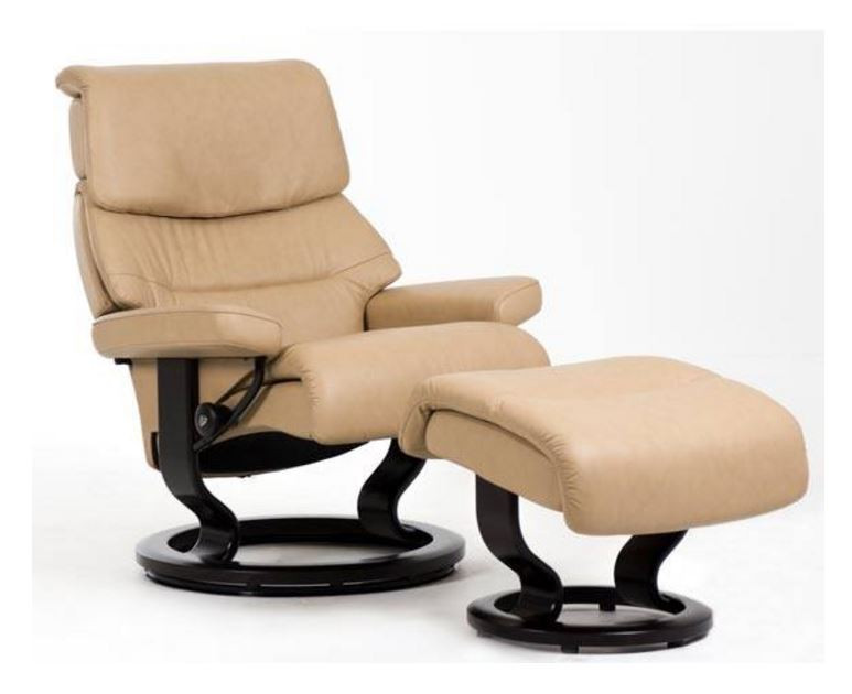 Ekornes Stressless Capri- Medium Classic Base Recliner and Ottoman