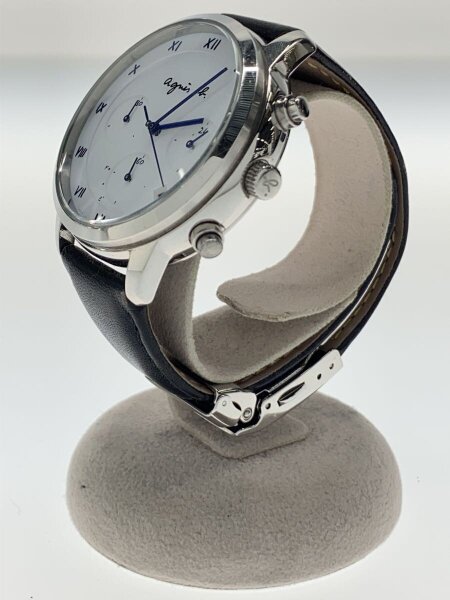 agnes b.(アニエスベー) / ソーラー腕時計/アナログ/レザー/WHT/BLK/SS