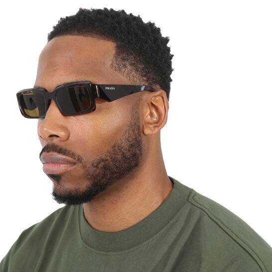 Prada Dark Brown Rectangular Men's Sunglasses PR 27ZS 19J09Z 54