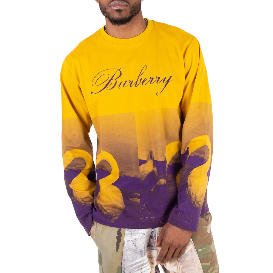 Burberry Swan Print Long-Sleeve Football T-Shirt, Size XX-Large