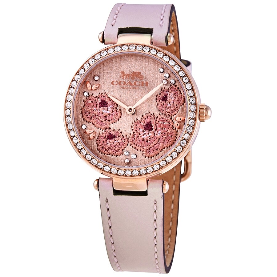 Coach Park Quartz Crystal Rose Gold-tone Floral Dial Ladies Watch