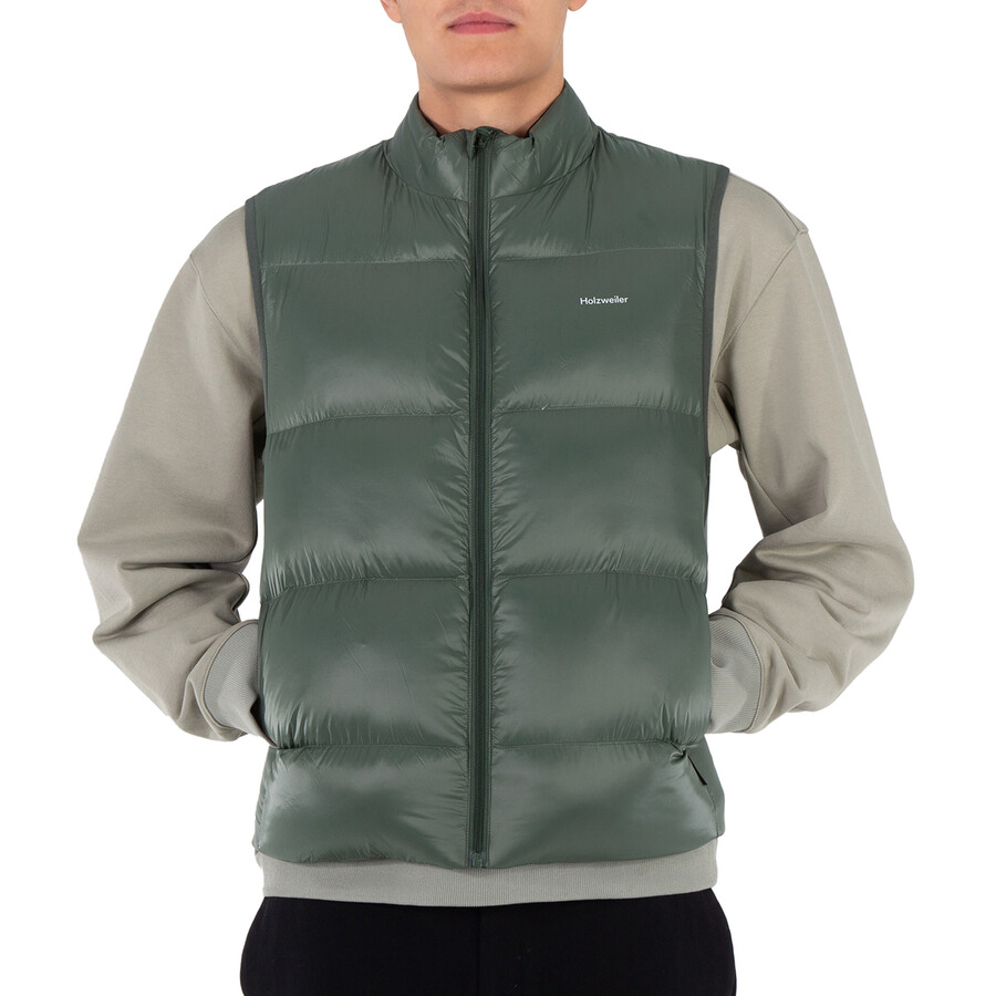 Holzweiler Men's Dark Green Shiny Daff Down Vest, Size Small 17013