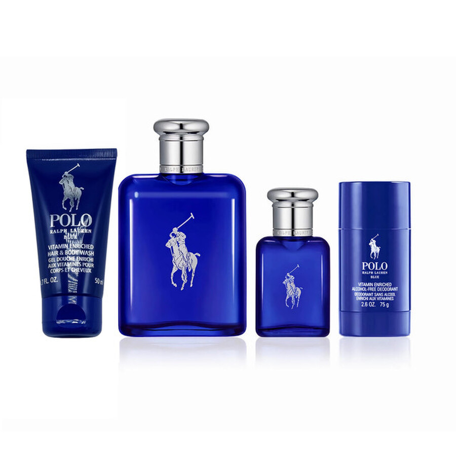 Ralph Lauren Men's Polo Blue 4pcs EDT Gift Set Fragrances