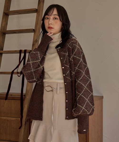 MIDEAL | argyle pattern peplum knit / アーガイルペプラムニット