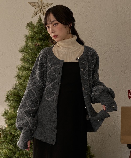 MIDEAL | argyle pattern peplum knit / アーガイルペプラムニット