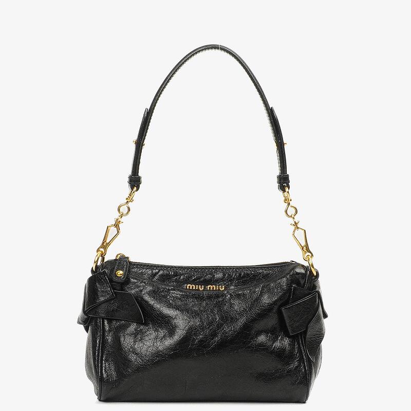 Miu Miu Vitello Lux Black Bow Bag