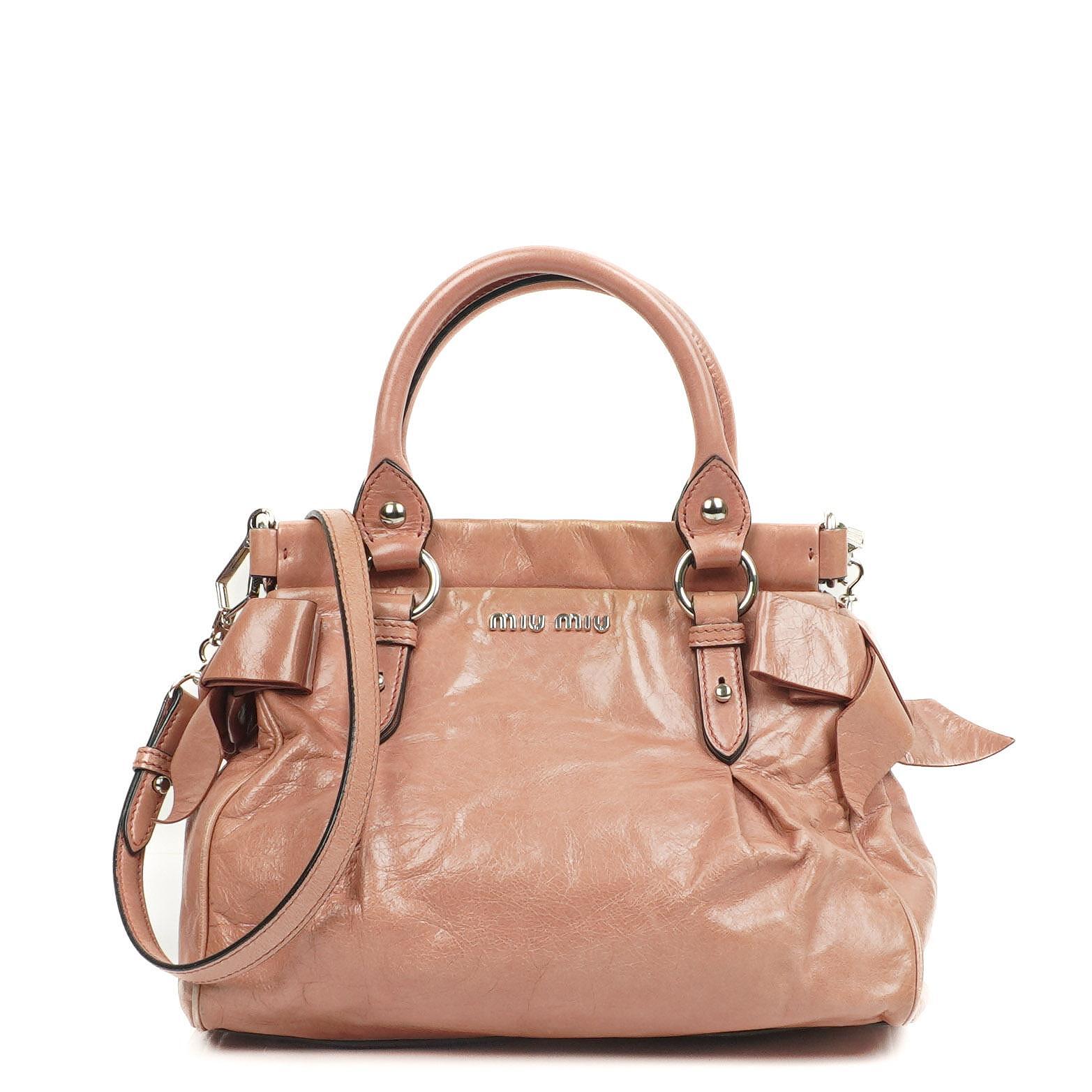 Pre-Owned Miu Miu Vitello Lux Pink Satchel Bag