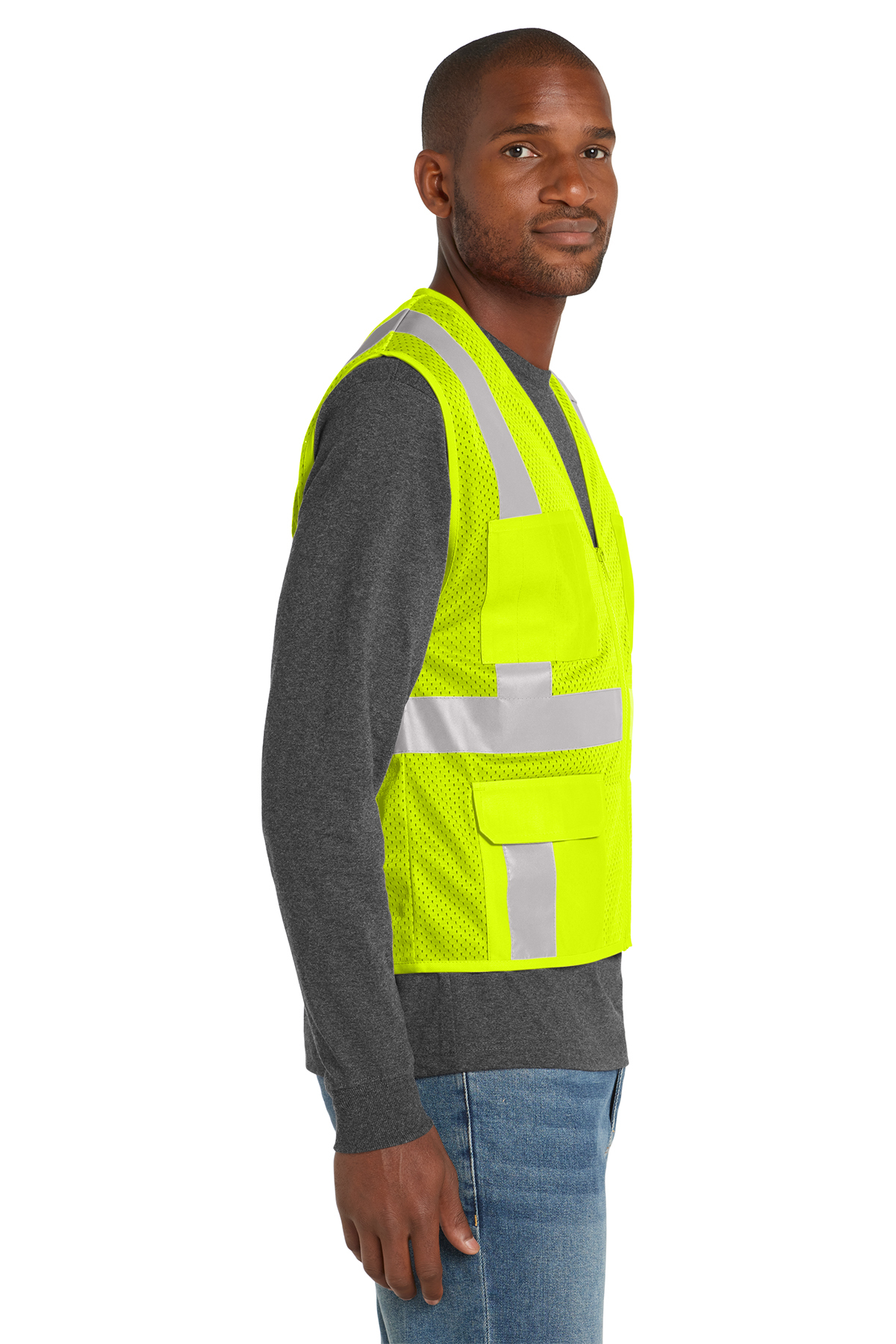 CornerStone ANSI 107 Class 2 Mesh Six-Pocket Zippered Vest