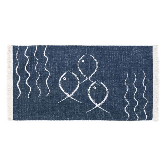 LARISSA FISH ÇİFT TARAFLI KİLİM LACİVERT BEYAZ 80X150 | mudo