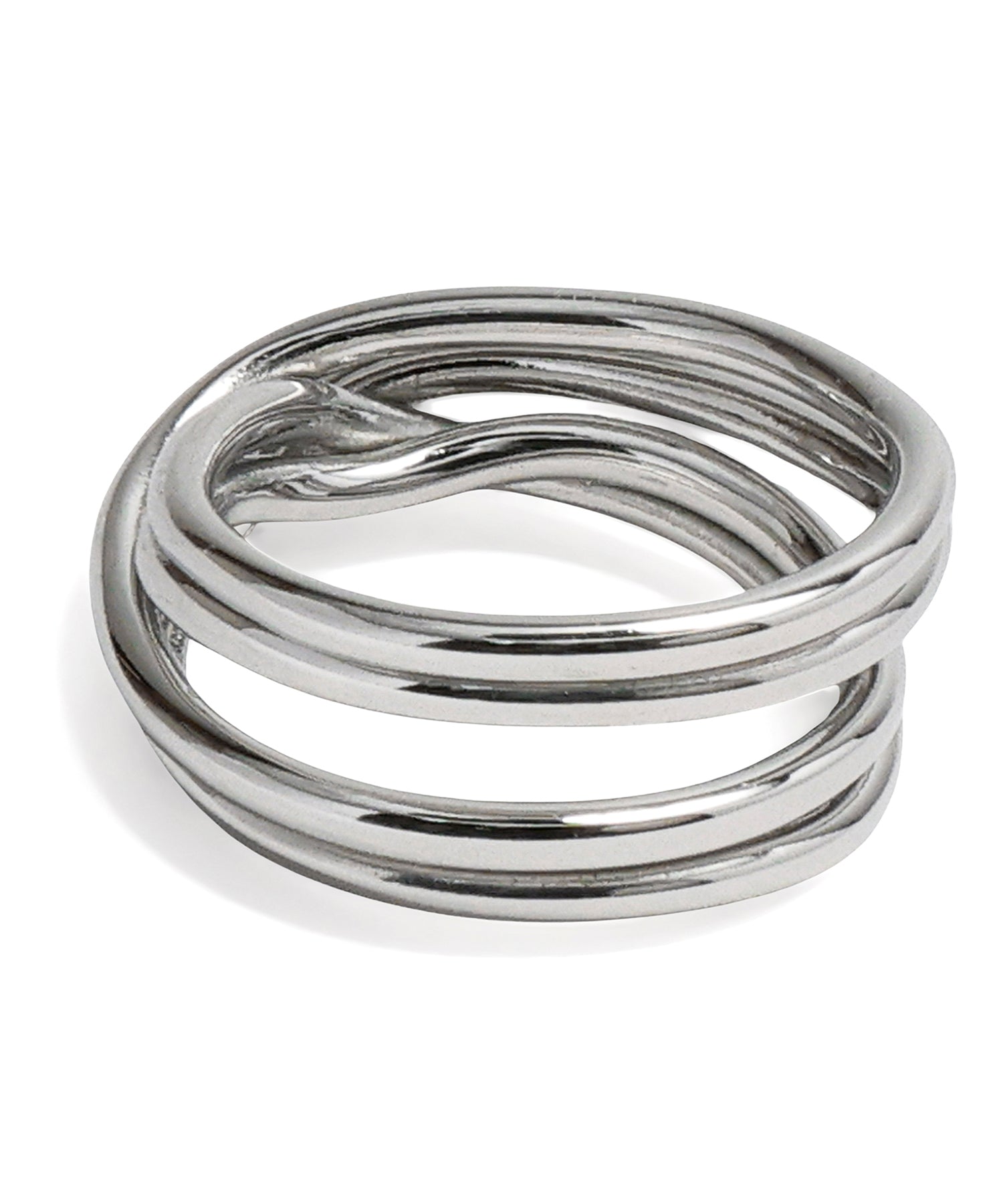 シルバー]レイヤードクロスリング