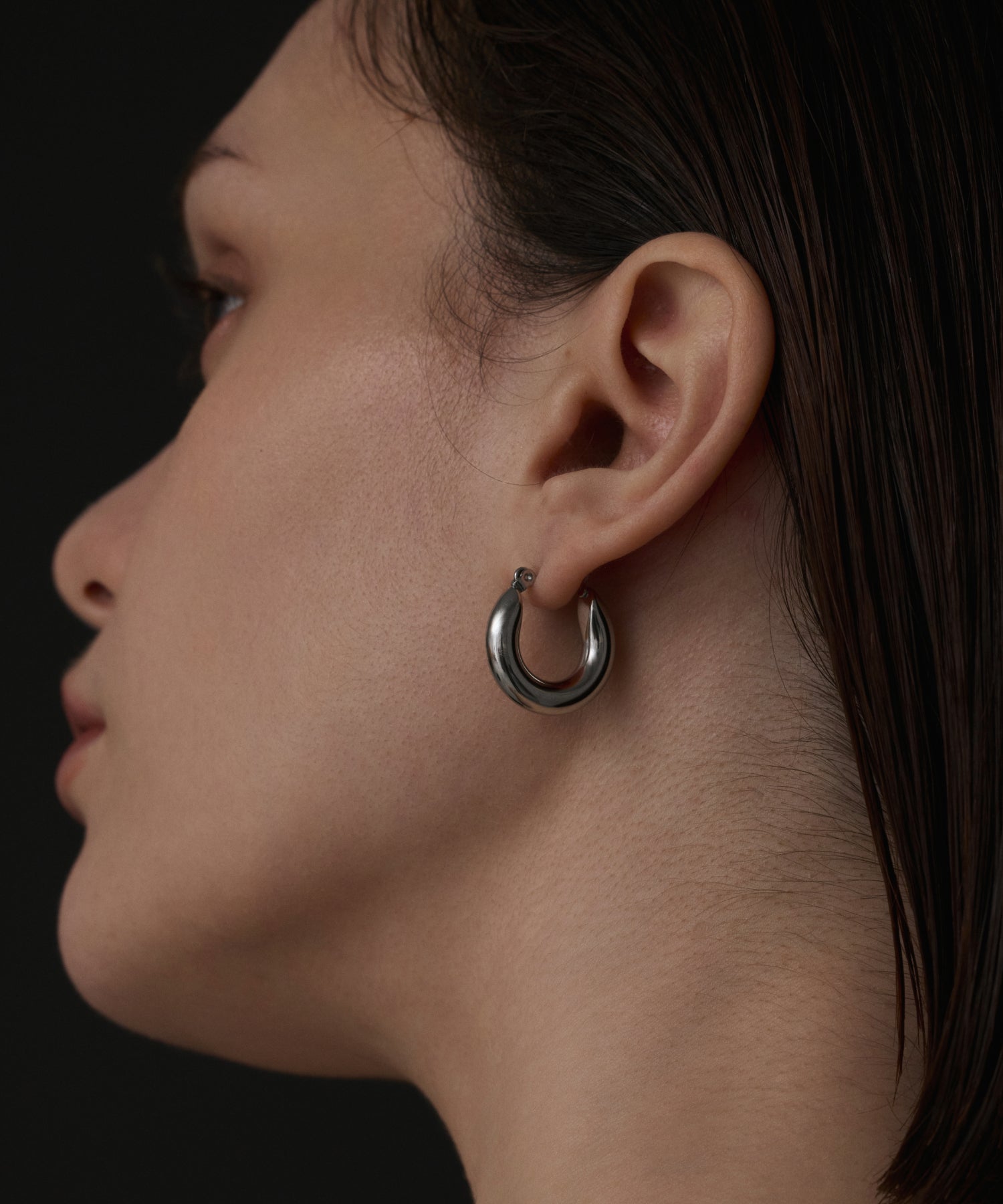 シルバー]シンプルフープピアス