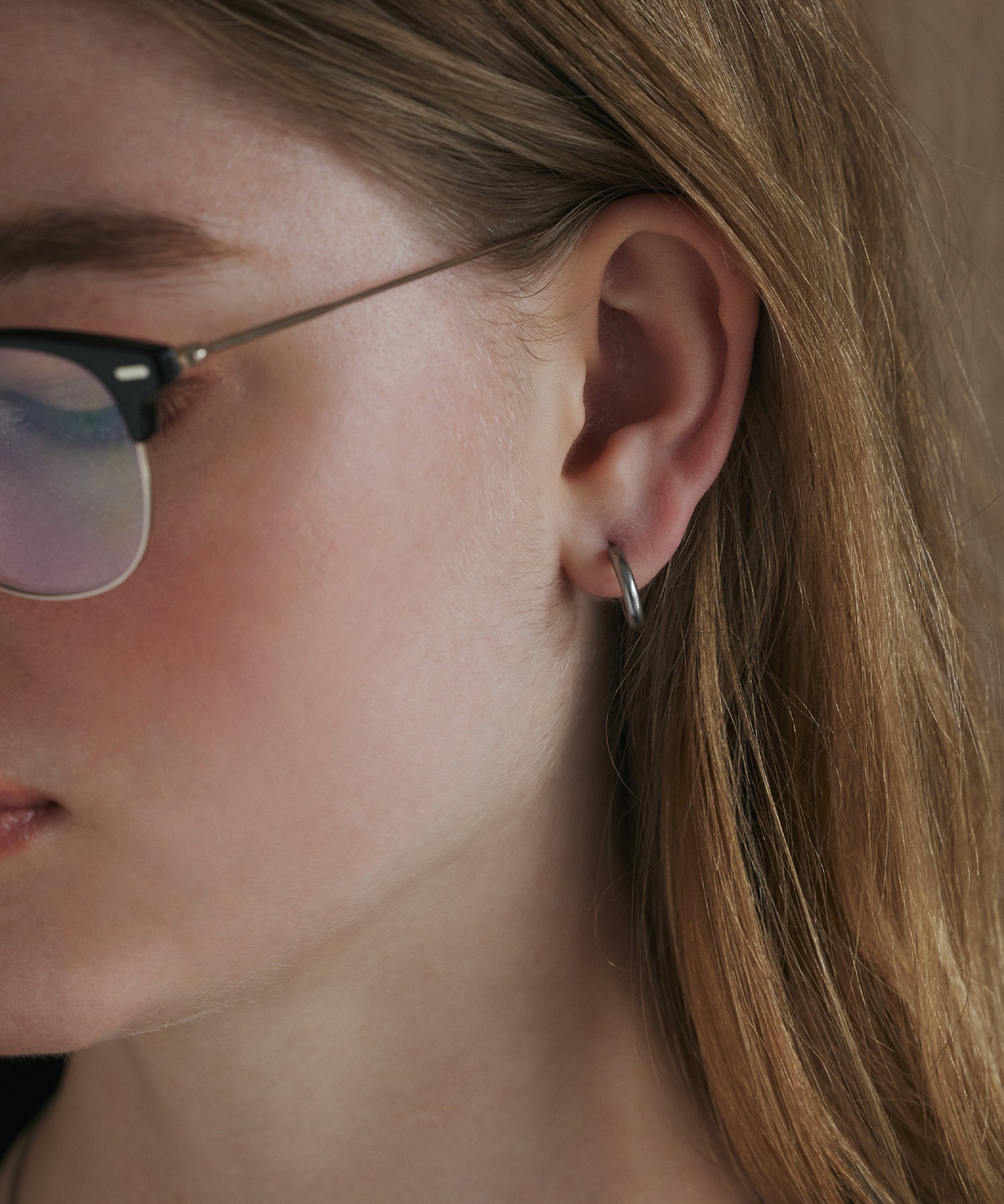 シルバー]コンパクトフープピアス