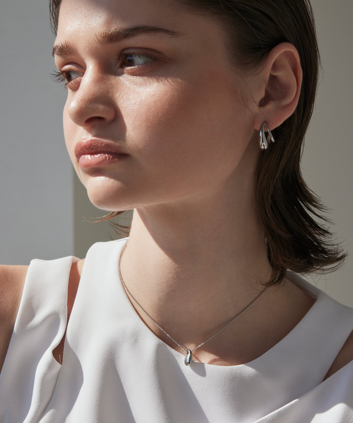 シルバー]ドロッププレートネックレス