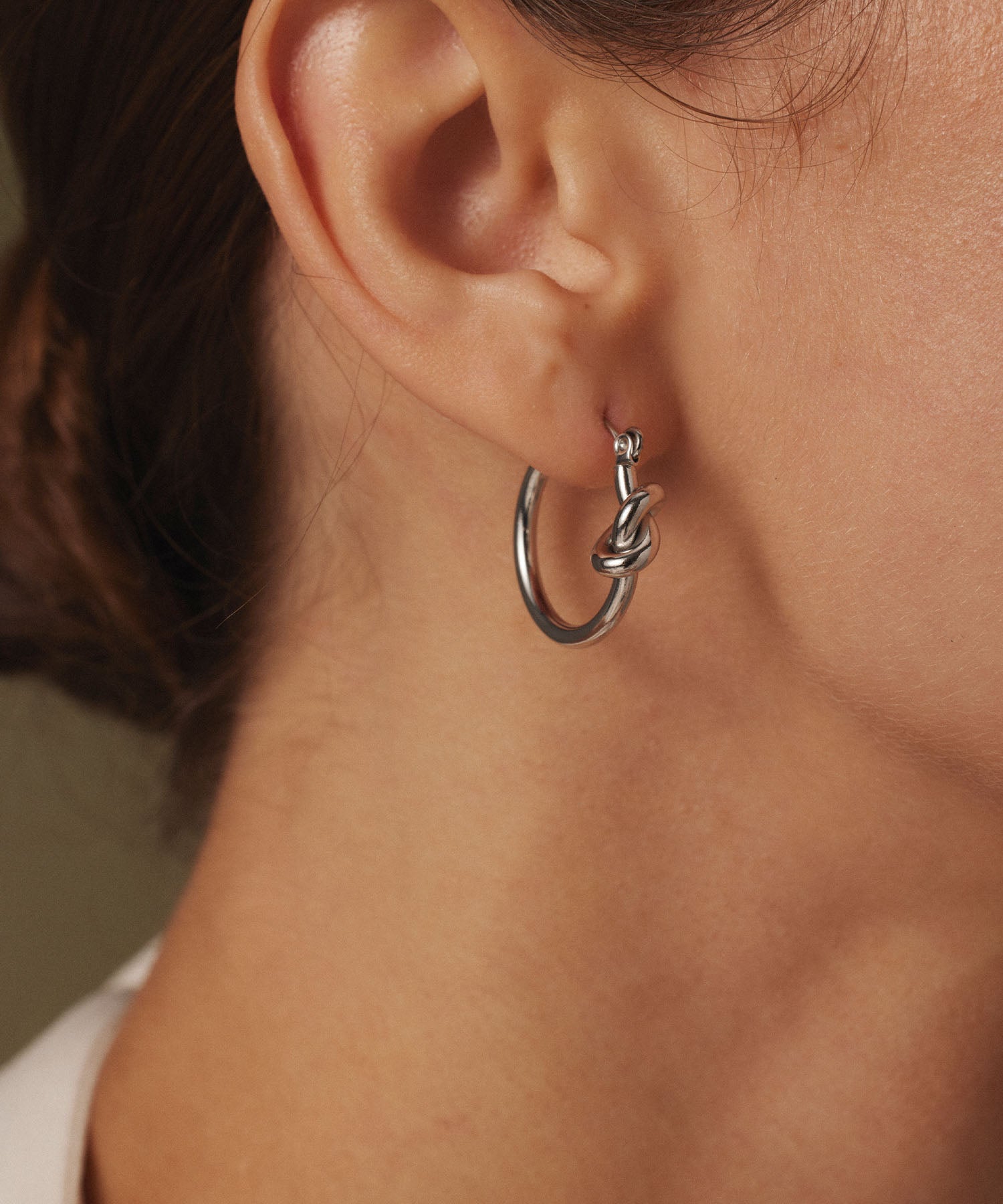 シルバー]ノットフープピアス