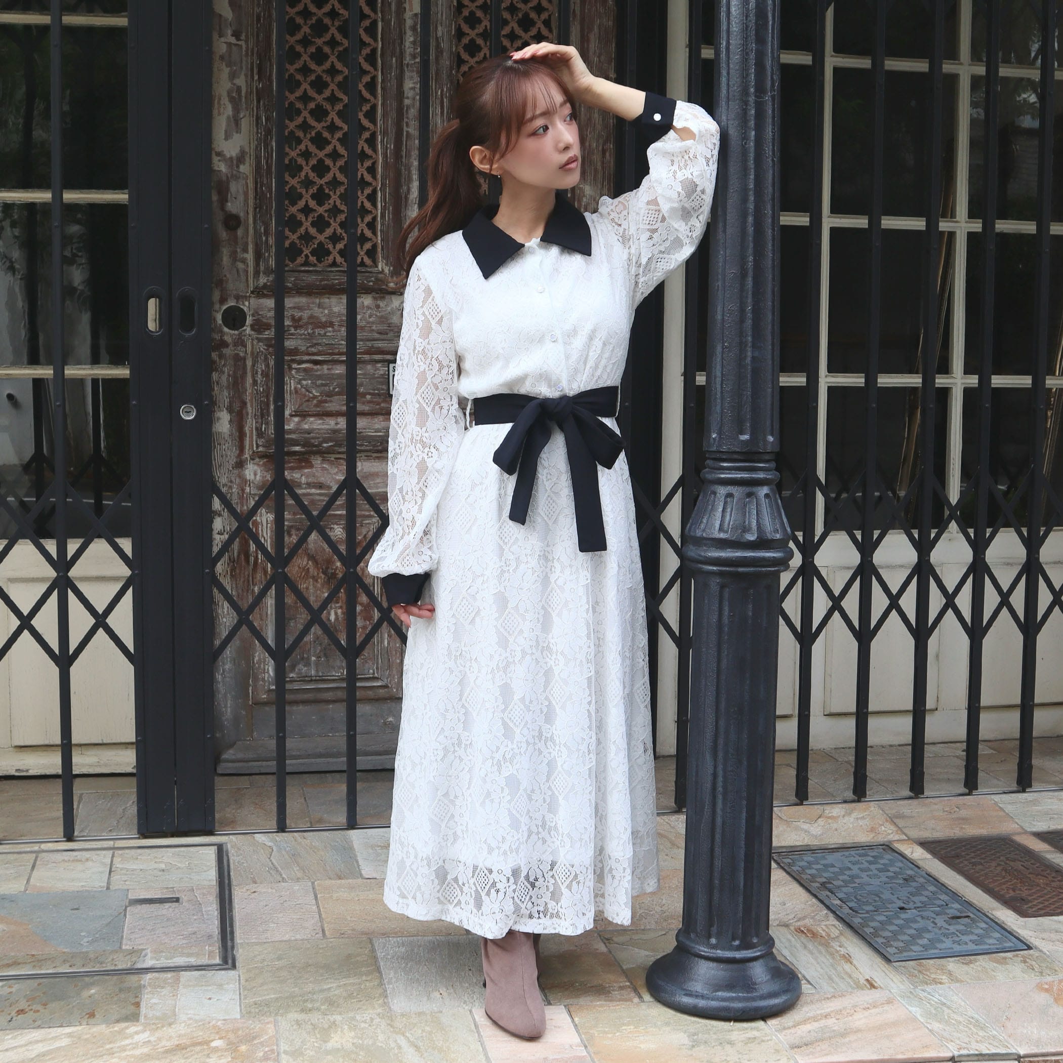 レース配色クレリックワンピース｜ワンピース｜CECIL McBEE(セシル