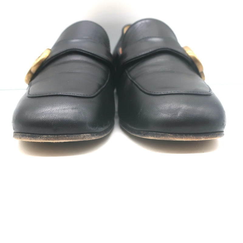 Gucci GG Marmont Flat Loafers Black Leather Size 37.5 – Celebrity