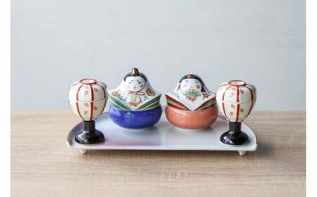 有田焼 錦おひな様 ぼんぼり珍味入れ 飾り皿セット【山忠】器 うつわ
