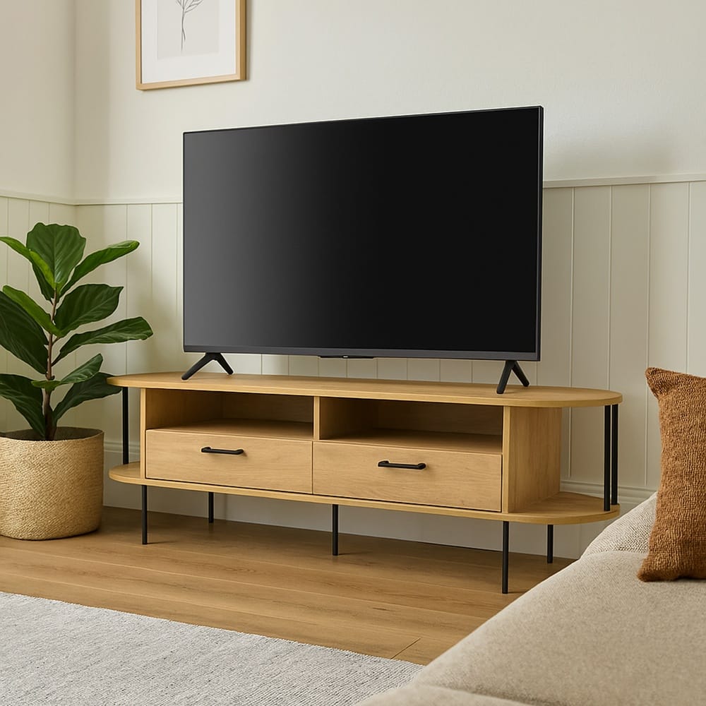 Just Home Federico 2 Çekmeceli Raflı Tv Ünitesi - Safir Meşe - 160 cm