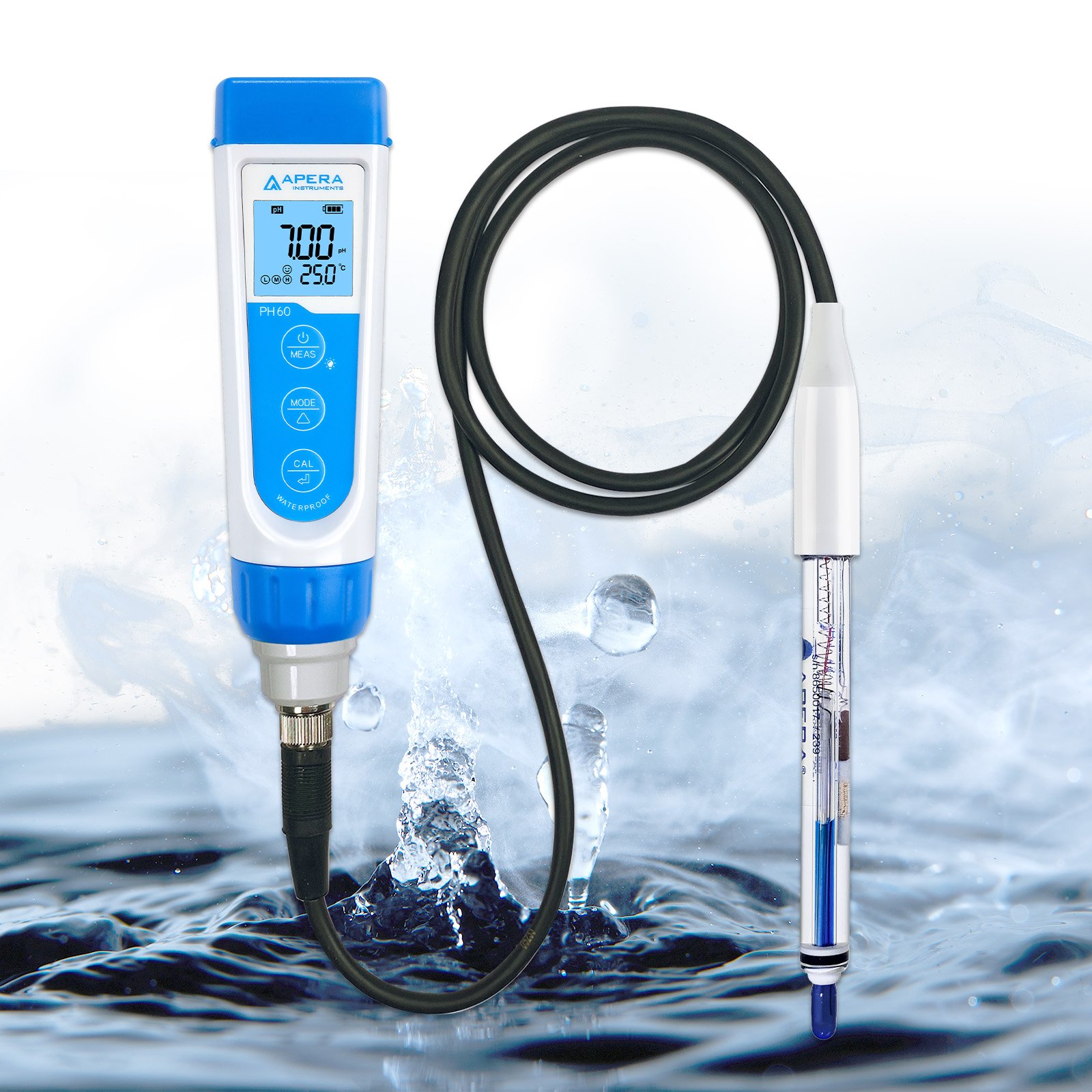 PH60-HT pH Meter Tester Kit for High Temperature and/or Caustic