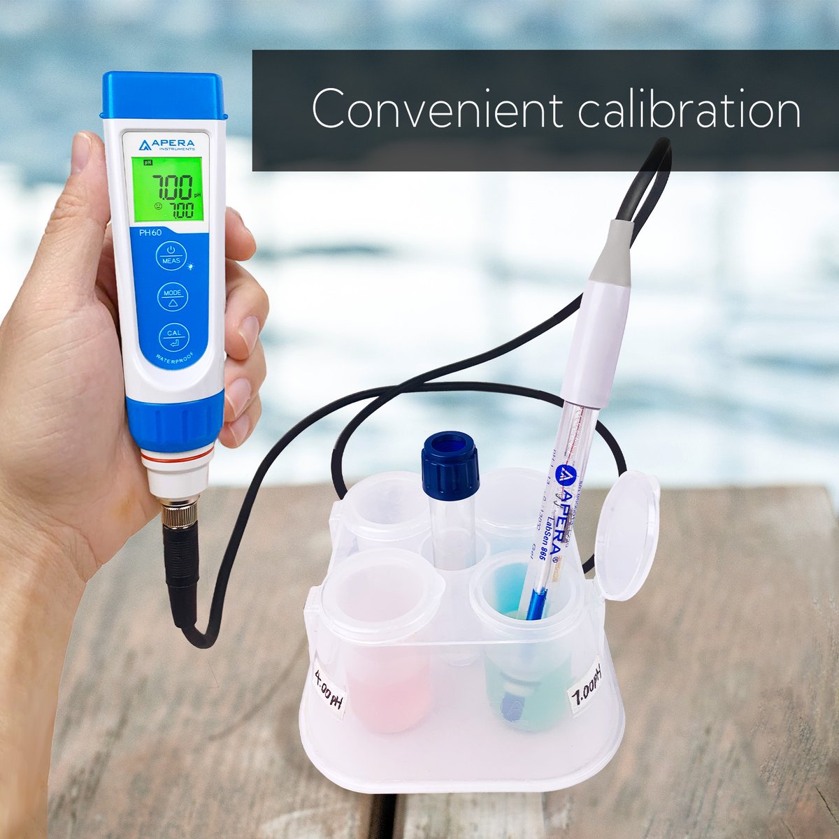 PH60-HT pH Meter Tester Kit for High Temperature and/or Caustic