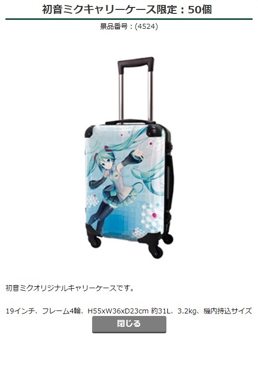 新品】初音ミク キャリーバッグ スーツケース 正規品 純正 希少品 激