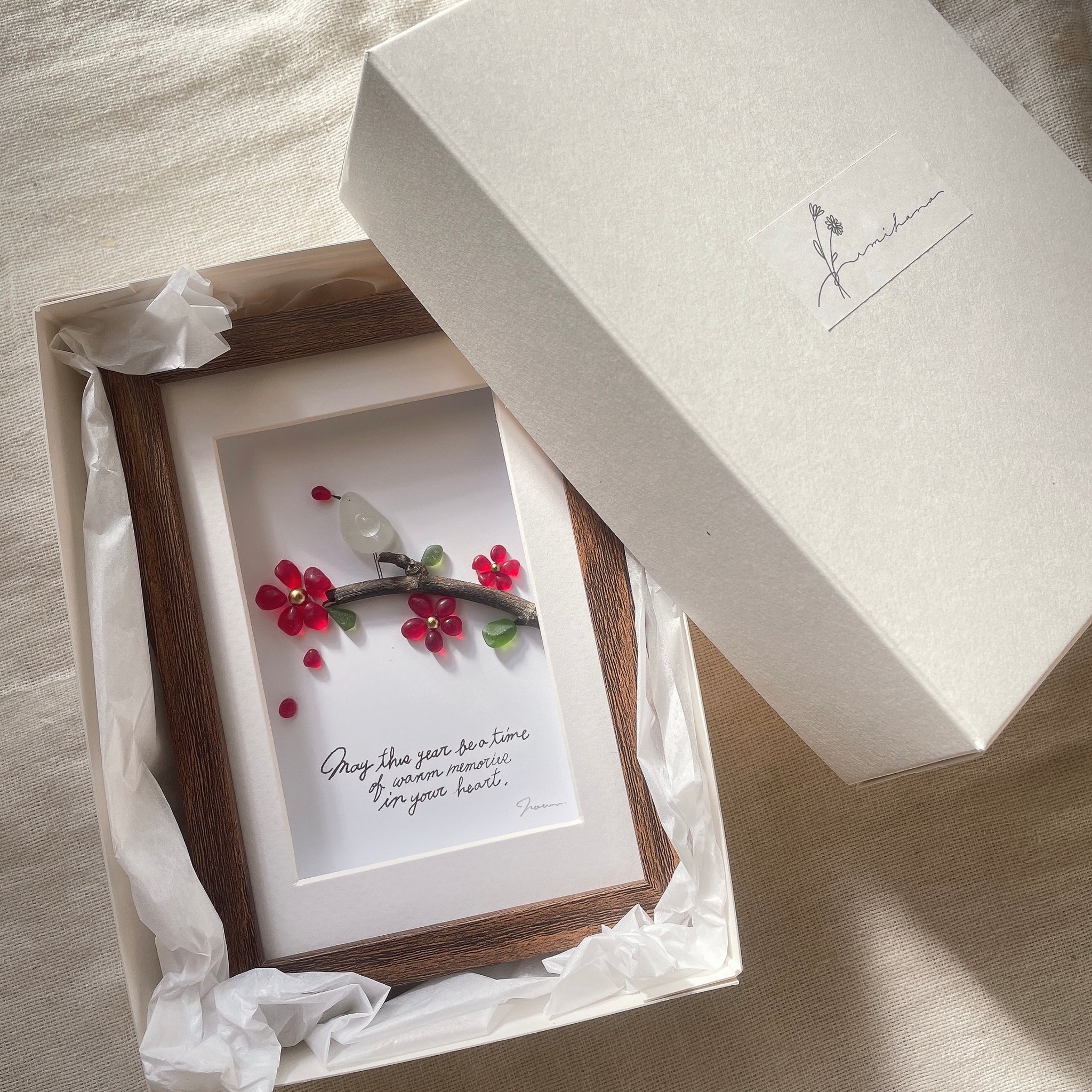 シーグラスアート❁仲良しうさちゃんのお正月アレンジメント