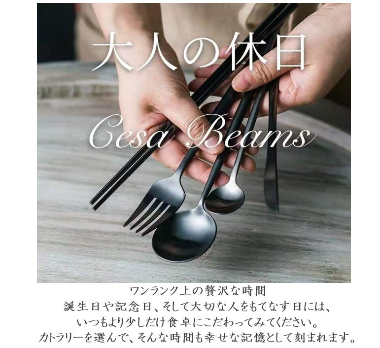 cesa beams カトラリーセット 食洗機対応 プラチナシリーズ5本｜Cesa
