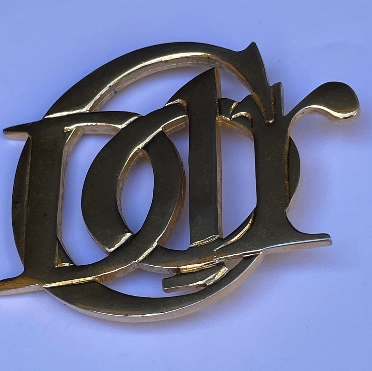 CHRISTIAN DIOR Vintage DIOR CD Logo Gold Brooch C.1980s