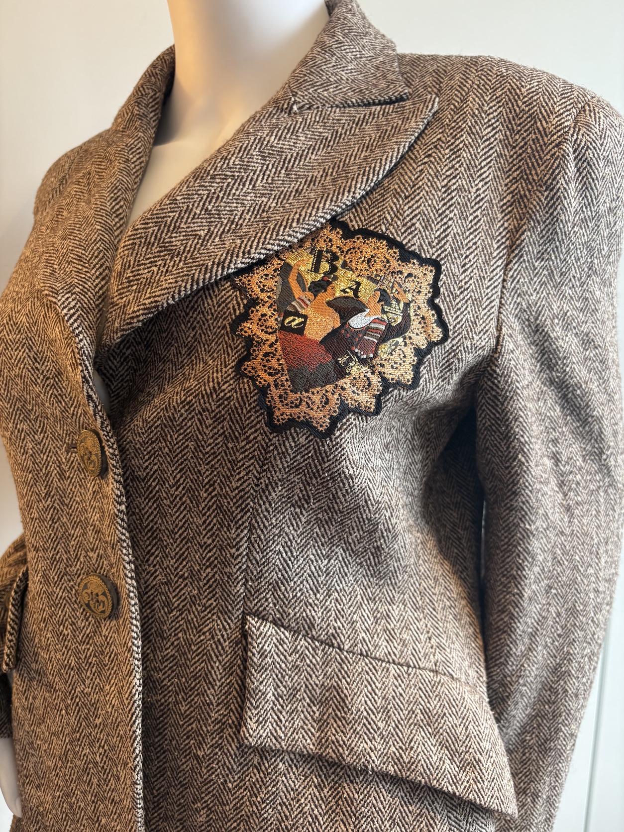 CHRISTIAN LACROIX Bazar Vintage Herringbone Horse Riding Patch