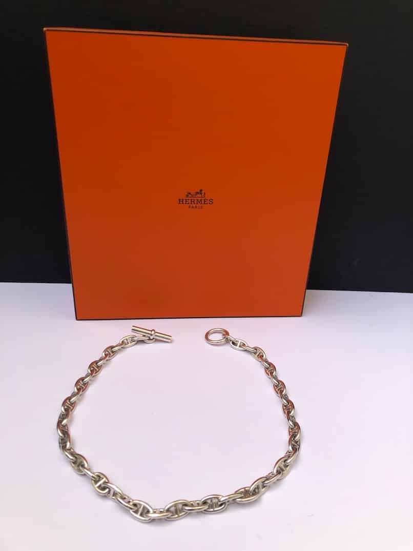 HERMÈS Chaîne D'Ancre Necklace 2007 Sterling Silver W/Box