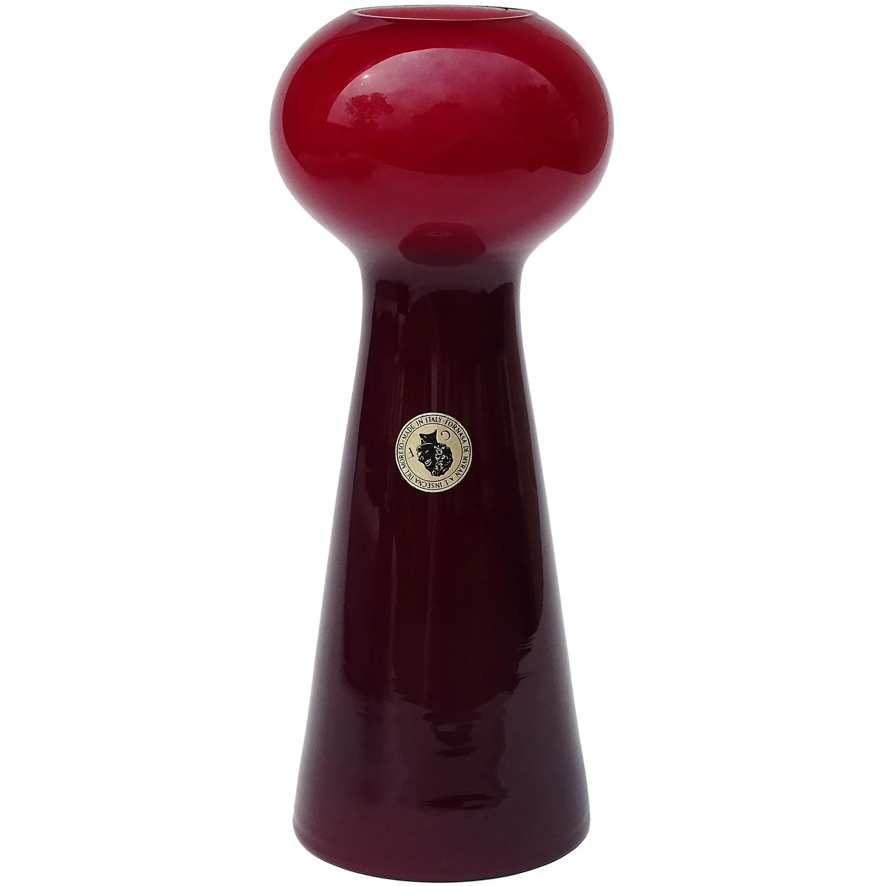 Vintage Fornasa De Murano l'Insegna Del Moreto White Inside Red