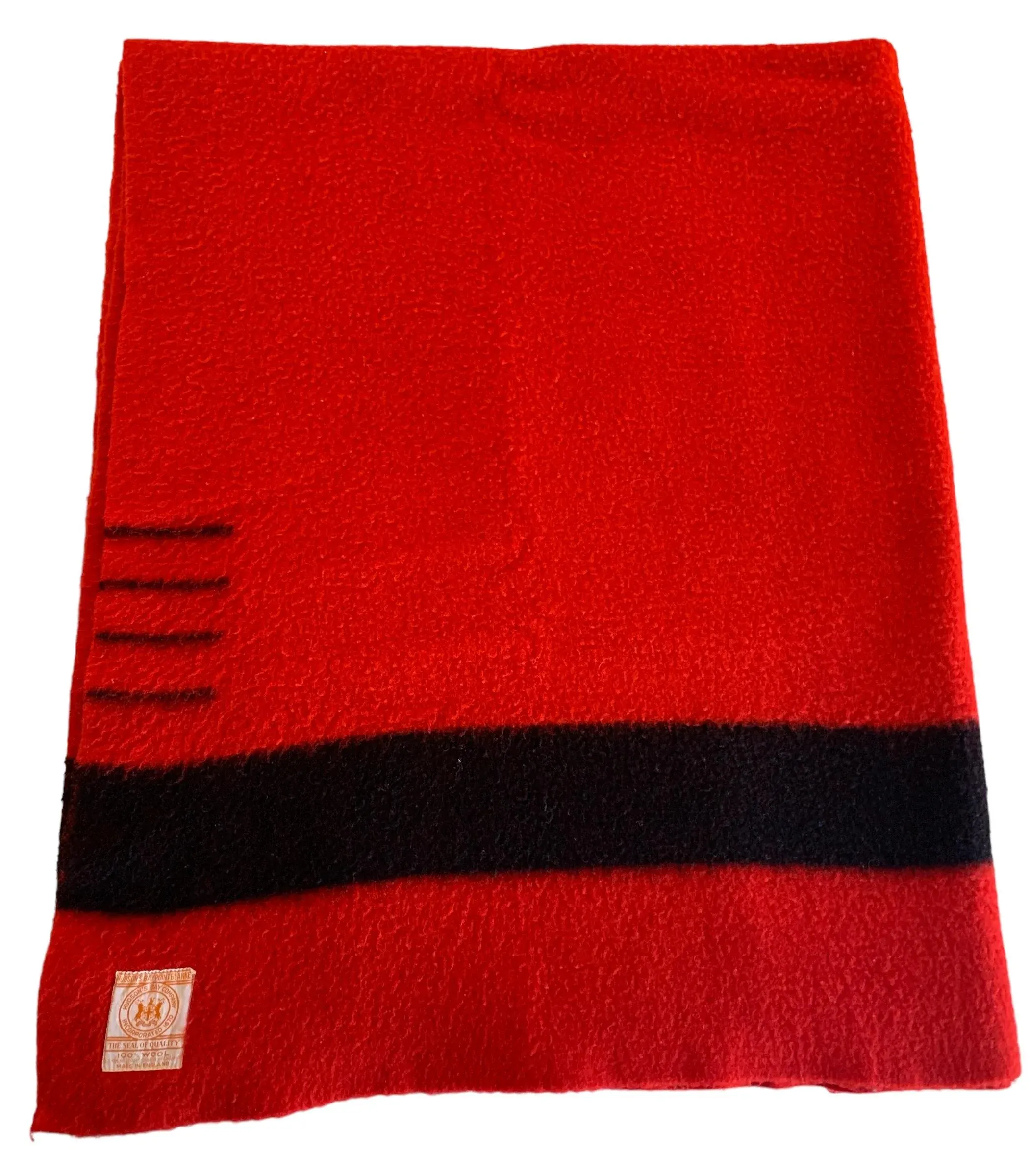 1950s Hudson Bay Four Point Red Wool Blanket England | Chairish