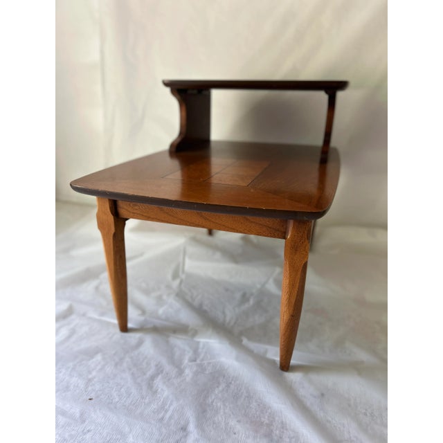 1950s Mid Century Modern Walnut Wood Lane Step End Table | Chairish