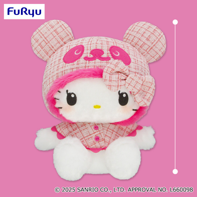 パンダ ハローキティ 胸きゅんツイード超BIGぬいぐるみ プライズの商品