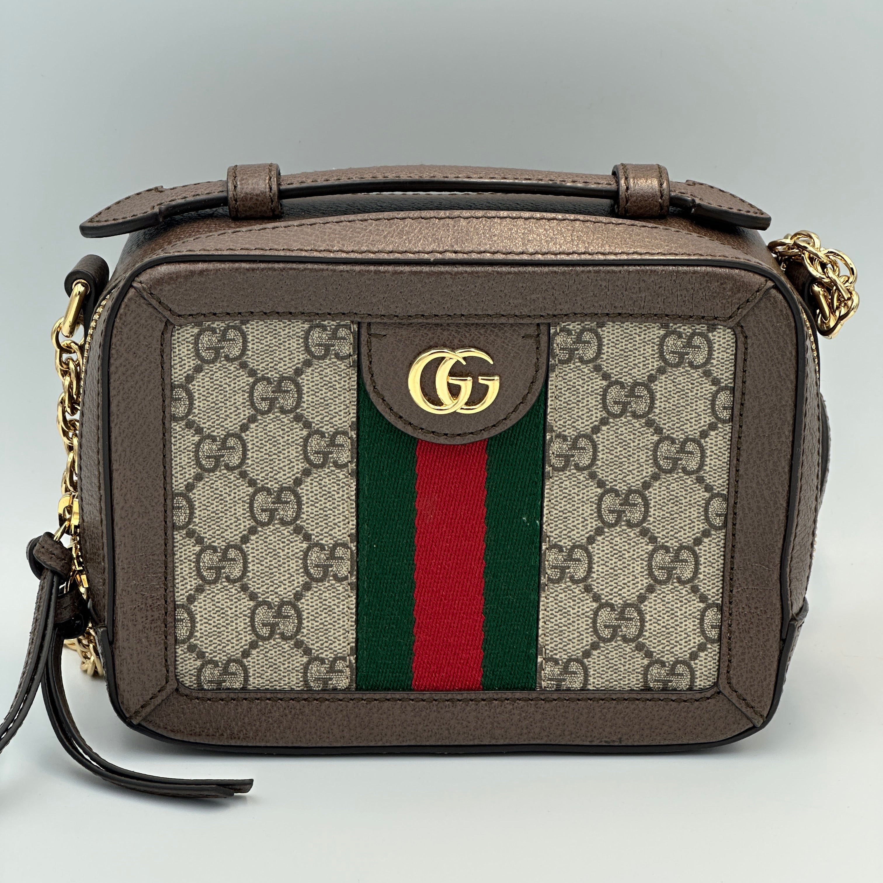 Gucci Supreme Monogram Mini Ophidia Top Handle Shoulder Bag